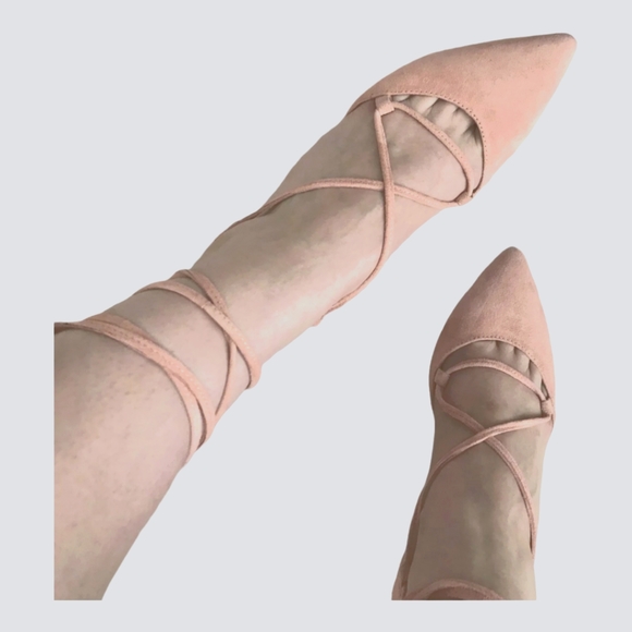 🔥Jeffrey Campbell PINK SUEDE LACE UP Kitten HEELS Size 7.5 - Picture 6 of 7